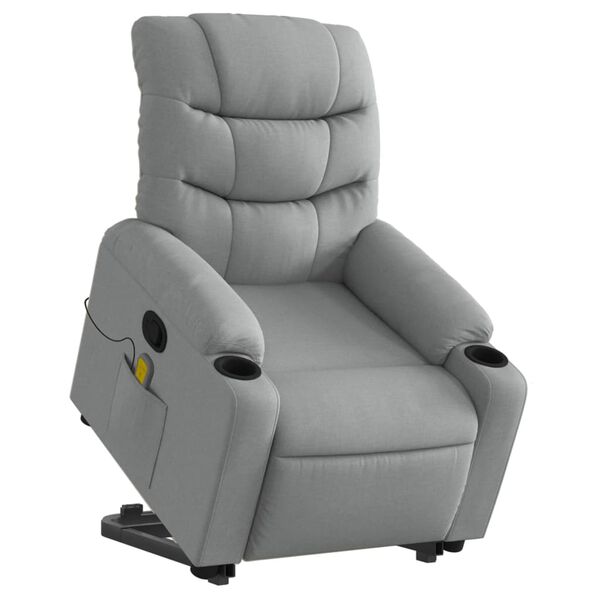 vidaXL Stand up Massage Recliner Chair Light Grey Fabric