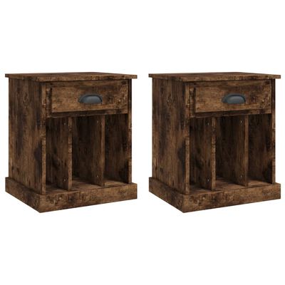 vidaXL Bedside Cabinets 2 pcs Smoked Oak 43x36x50 cm