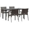 vidaXL 5 Piece Garden Dining Set with Cushions Poly Rattan and Steel