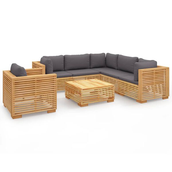 vidaXL 7 Piece Garden Lounge Set with Cushions Solid Teak Wood