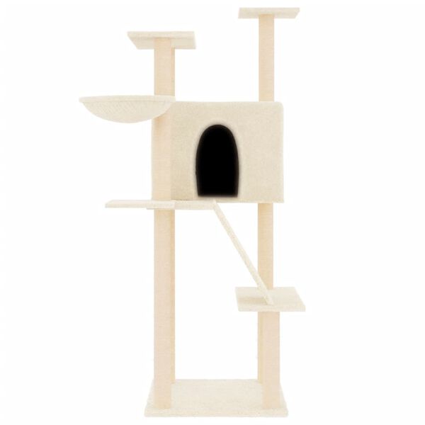 vidaXL Cat Tree with Sisal Scratching Posts Cream 143 cm