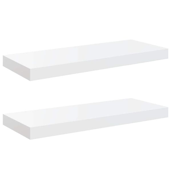 vidaXL Floating Wall Shelves 2 pcs High Gloss White 60x23.5x3.8 cm MDF