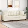 vidaXL 3-Seater Sofa with Throw Pillows Cream 180 cm Faux Leather