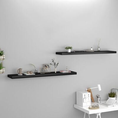 vidaXL Floating Wall Shelves 2 pcs Black 120x23.5x3.8 cm MDF