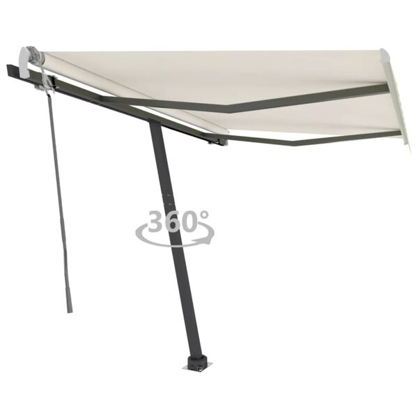 vidaXL Freestanding Manual Retractable Awning 300x250 cm Cream