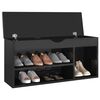 vidaXL Shoe Bench with Cushion High Gloss Black 104x30x49 cm Engineered Wood