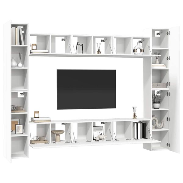 vidaXL 10 Piece TV Cabinet Set White Engineered Wood