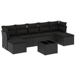 vidaXL 8 Piece Garden Sofa Set with Cushions Black Poly Rattan