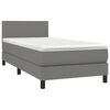 vidaXL Box Spring Bed with Mattress Dark Grey 100x200 cm Fabric
