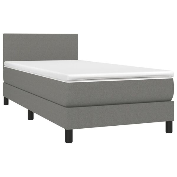 vidaXL Box Spring Bed with Mattress Dark Grey 100x200 cm Fabric