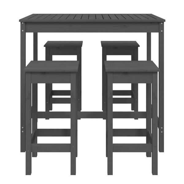 vidaXL 5 Piece Garden Bar Set Grey Solid Wood Pine