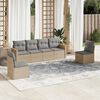 vidaXL 6 Piece Garden Sofa Set with Cushions Beige Poly Rattan