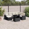 vidaXL 8 Piece Garden Sofa Set with Cushions Black Poly Rattan
