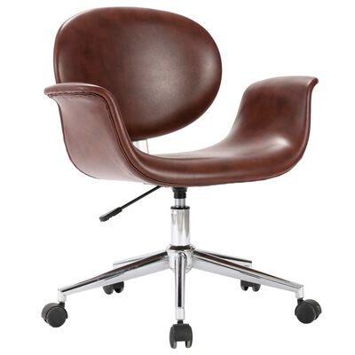 vidaXL Swivel Dining Chair Brown Faux Leather
