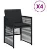 vidaXL Garden Chairs with Cushions 4 pcs Black Poly Rattan