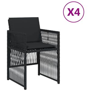 vidaXL Garden Chairs with Cushions 4 pcs Black Poly Rattan