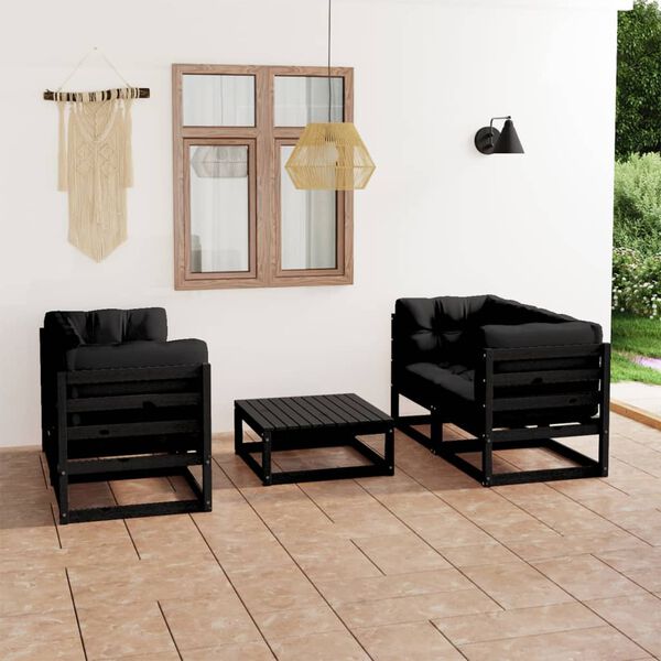 vidaXL 5 Piece Garden Lounge Set with Cushions Solid Pinewood