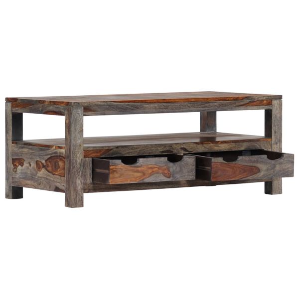 vidaXL Coffee Table Grey 100x50x40 cm Solid Acacia Wood