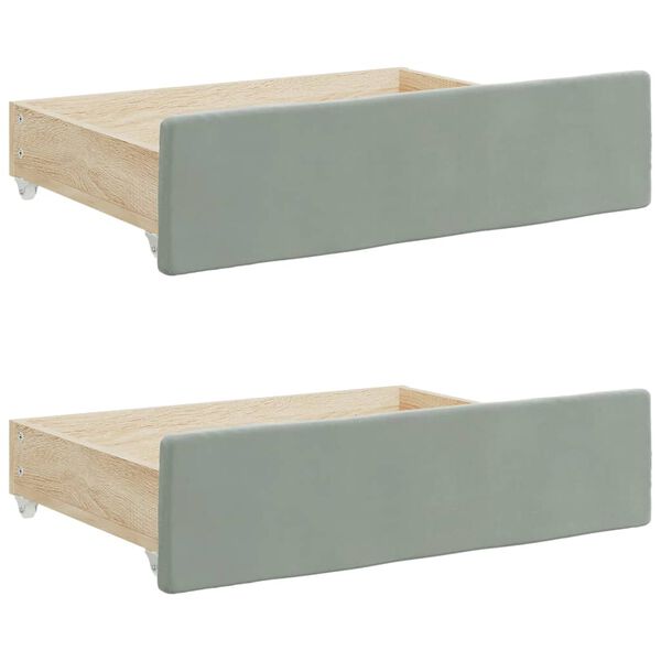 vidaXL Bed Drawers 2 pcs Light Grey Engineered Wood and Velvet