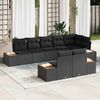 vidaXL Garden Sofa Set with Cushion 8 pcs Black Poly Rattan