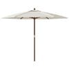 vidaXL Garden Parasol with Wooden Pole Sand 299x240 cm
