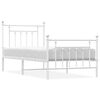 vidaXL Metal Bed Frame without Mattress with Footboard White 90x190cm