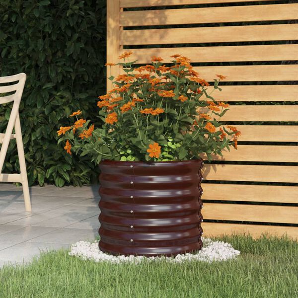vidaXL Garden Planter Galvanised Steel 40x40x36 cm Brown