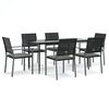 vidaXL 7 Piece Garden Dining Set with Cushions Poly Rattan and Steel