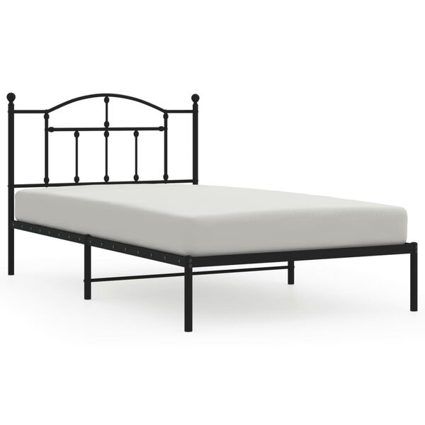 vidaXL Metal Bed Frame without Mattress with Headboard Black 107x203cm