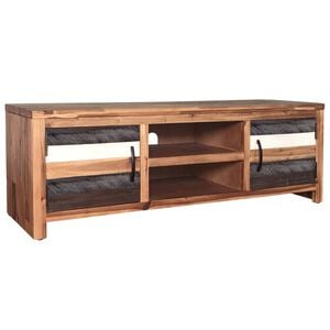 vidaXL Tv Stand | Wood, Black, White | Solid Acacia wood, MDF | 120 x 35 x 40 cm
