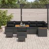 vidaXL Garden Sofa Set with Cushion with Storage Black Poly rattan