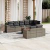 vidaXL 9 Piece Garden Sofa Set with Cushions Grey Poly Rattan
