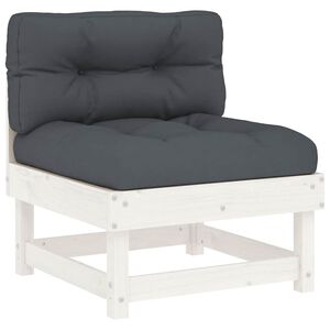 vidaXL Middle Sofa with Cushions White Solid Wood Pine