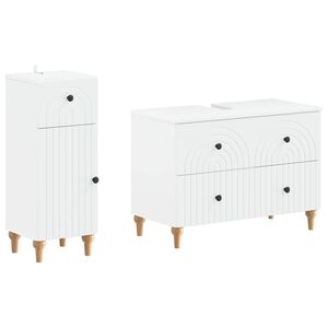 vidaXL 2 Piece Bathroom Cabinet Set ALKMAAR White Engineered Wood