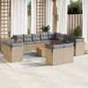 vidaXL 14 Piece Garden Sofa Set with Cushions Mix Beige Poly Rattan
