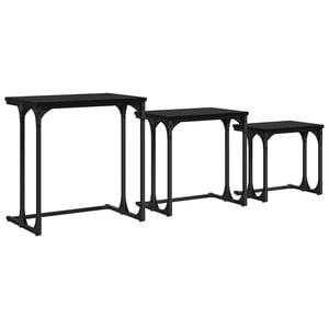 vidaXL Nesting Coffee Table 3 pcs Black oak 50.5 x 35 x 53 cm