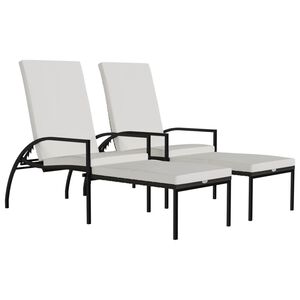 vidaXL Sun Loungers 2 pcs with Footrest PE Rattan Brown