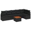 vidaXL Garden Sofa Set with Storage 7 pcs Black Poly Rattan