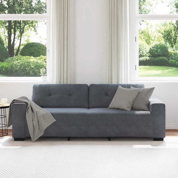 vidaXL 3-Seater Sofa Dark Grey 220x78x80 cm Velvet