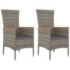 vidaXL 3 Piece Garden Dining Set with Cushions Grey Poly Rattan