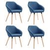 vidaXL Dining Chairs 4 pcs Blue Fabric