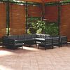 vidaXL 14 Piece Garden Lounge Set with Cushions Black Solid Pinewood
