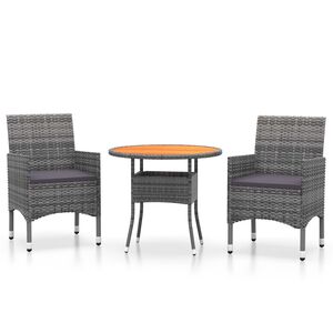 vidaXL Garden Dining Set | Grey | Poly rattan | Small | Durable