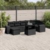vidaXL 8 Piece Garden Sofa Set with Cushions Black Poly Rattan