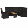 vidaXL 3 Piece Garden Lounge Set with Cushions Black Poly Rattan