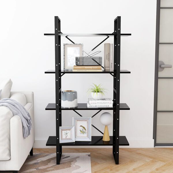 vidaXL 4-Tier Book Cabinet Black 80x30x140 cm Engineered Wood
