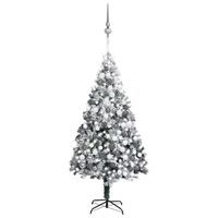 vidaXL Artificial Christmas Tree LEDs&Ball Set&Flocked Snow Green 300cm