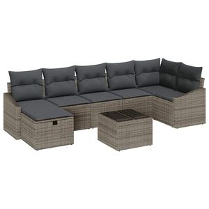 vidaXL Garden Sofa Set 8 pcs Grey 55 x 62 x 69 cm Poly rattan