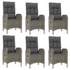 vidaXL 7 Piece Garden Dining Set with Cushions Grey Poly Rattan