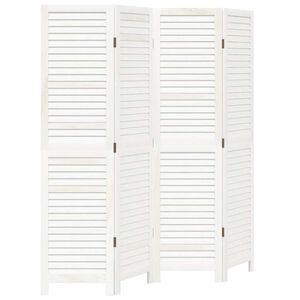 vidaXL Room Divider 4 Panels Retro White Solid Wood Paulownia